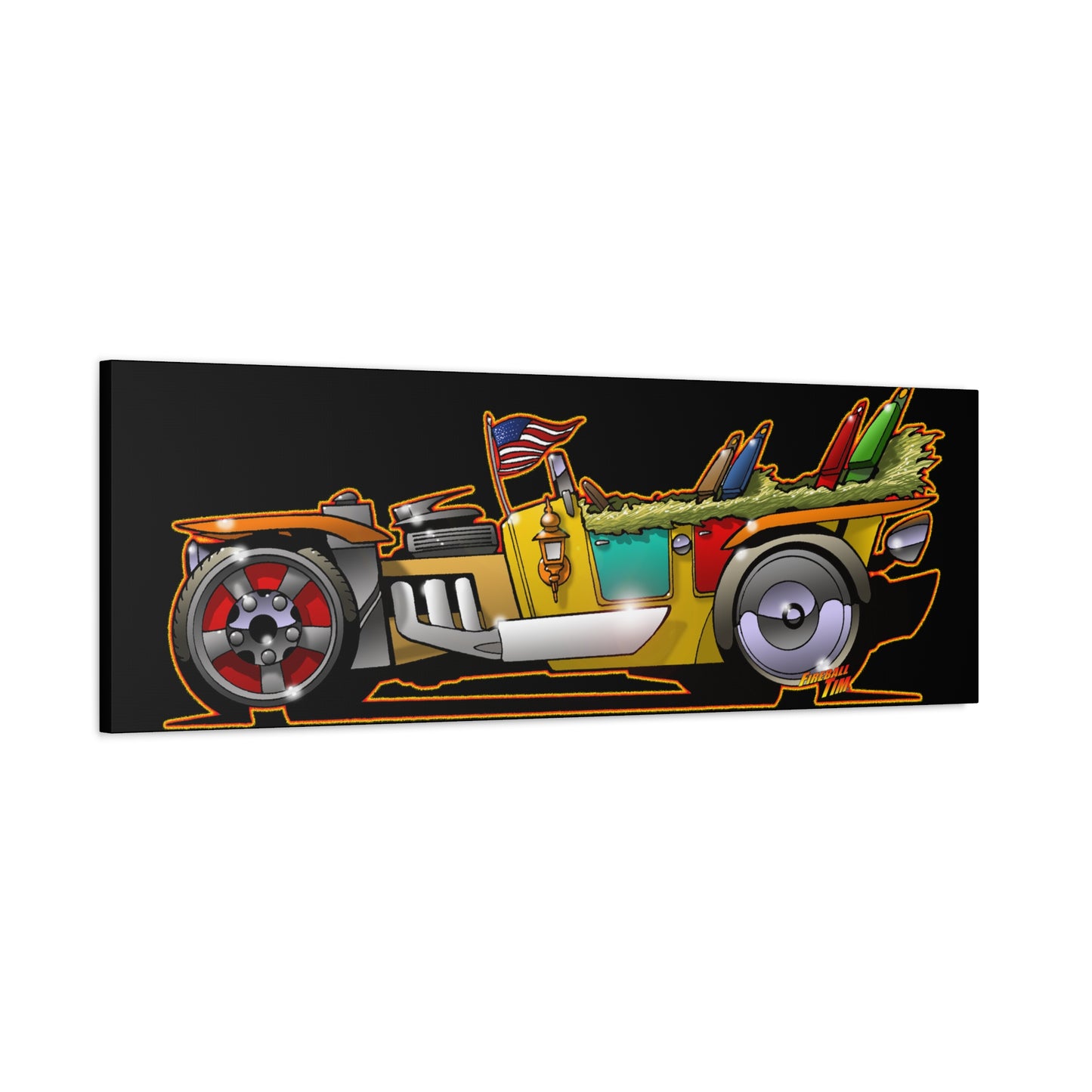 MONGREL T HOT ROD Elvis Easy Come Easy Go Fireball Canvas Art Wall Print