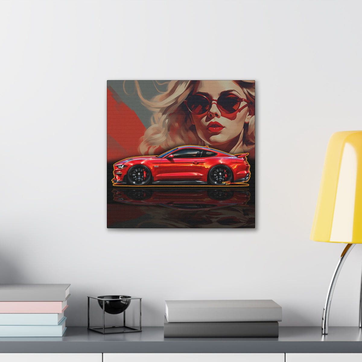 FORD MUSTANG 2019 GT 5.0 Collectible Fireball Art Canvas Stretched Print