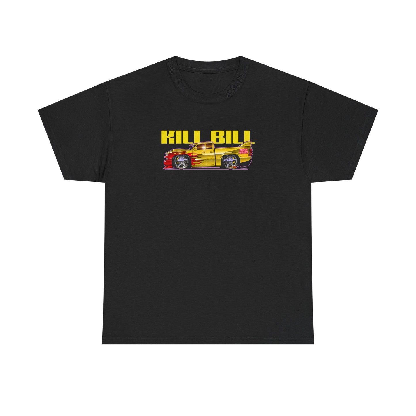 KILL BILL PUSSY WAGON Chevy Pickup Truck Fireball Art Tee Shirt - Multiple Sizes