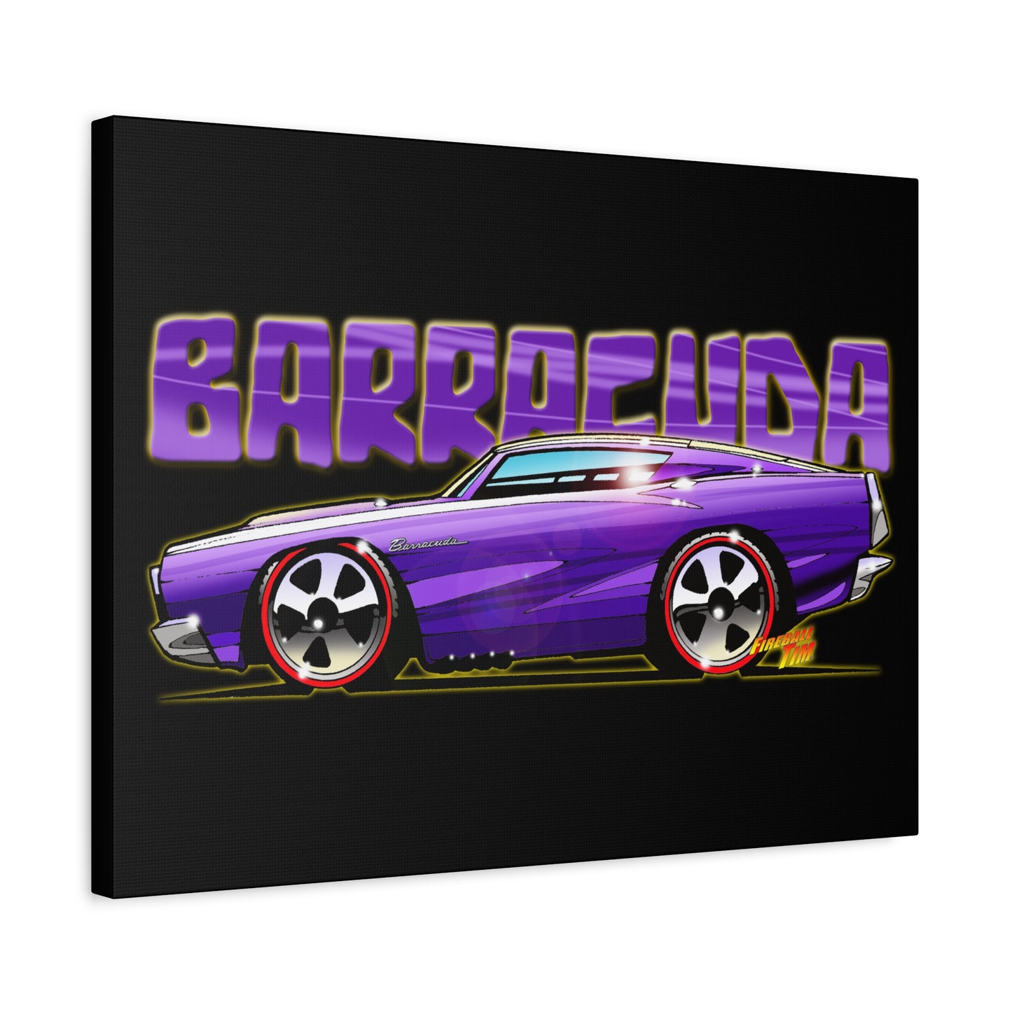 PLYMOUTH BARRACUDA Fireball Art Canvas Wall Print