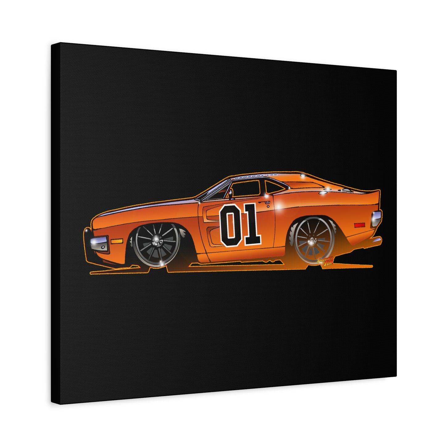 DUKES OF HAZZARD General Lee Dodge Charger Fireball Art Canvas Wall Print