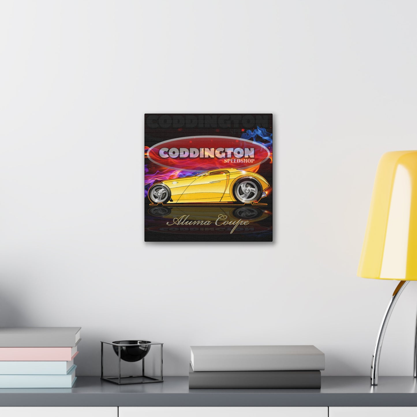 CODDINGTON SPEEDSHOP ALUMA COUPE Vintage Custom Hot Rod Canvas Art Print - Sizes