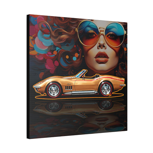 CHEVROLET CORVETTE 1969 Collectible Fireball Art Canvas Stretched Print