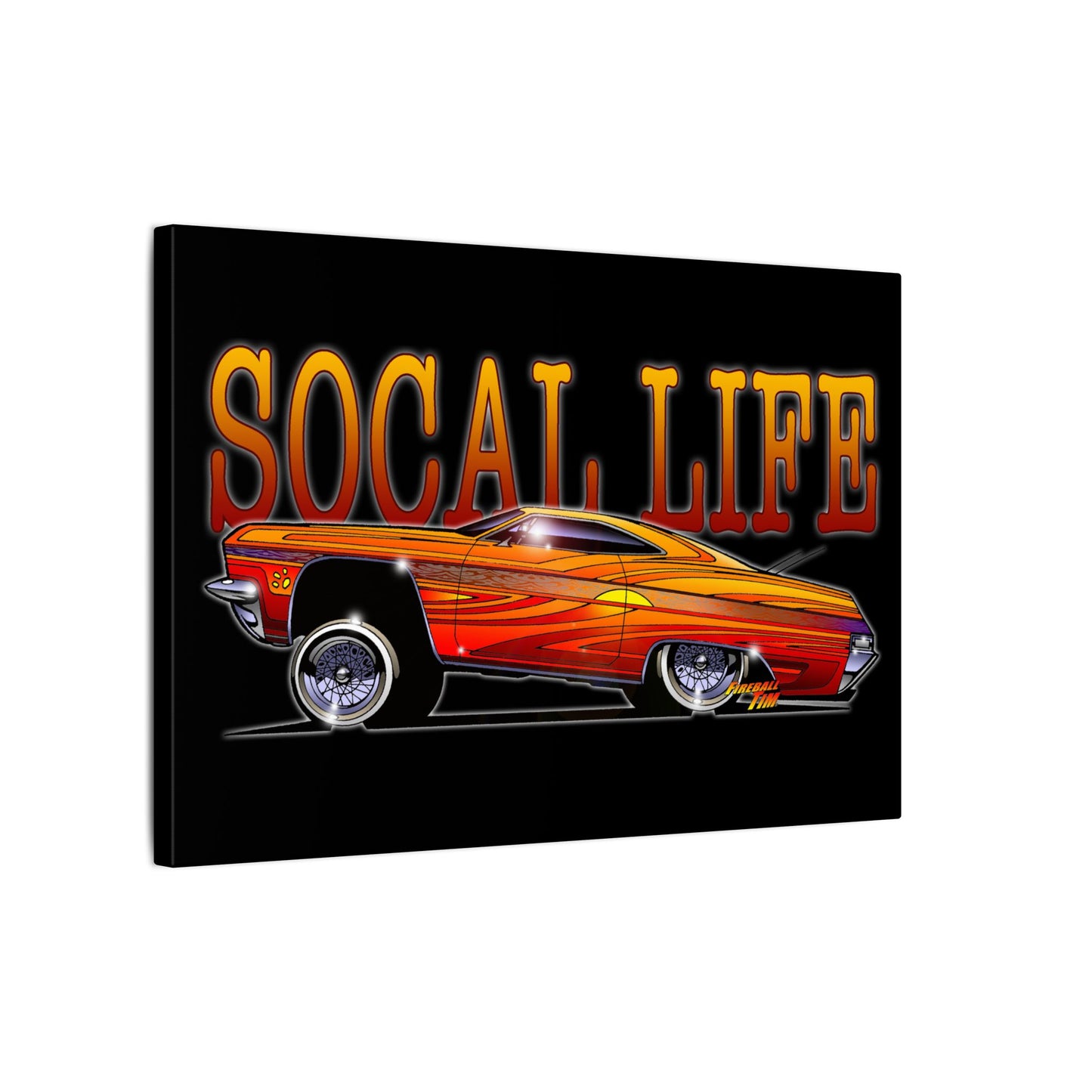 CHEVY IMPALA LOWRIDER Fireball Art Canvas Print