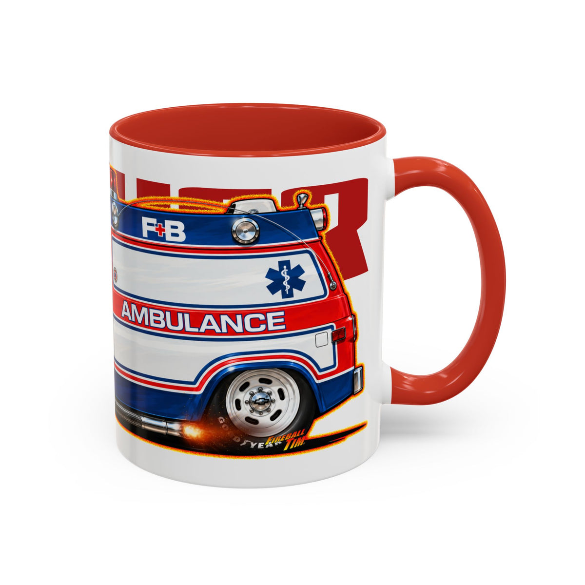 MOTHER, JUGS and SPEED 1975 Chevrolet G20 Van Collectible Fireball Art Coffee Mug - 2 Sizes