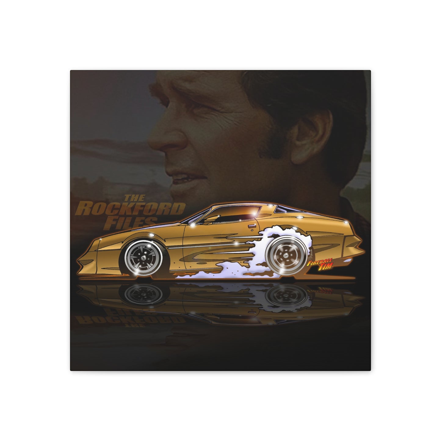 ROCKFORD FILES Pontiac Firebird Fireball Art Canvas Wall Print - 3 Sizes