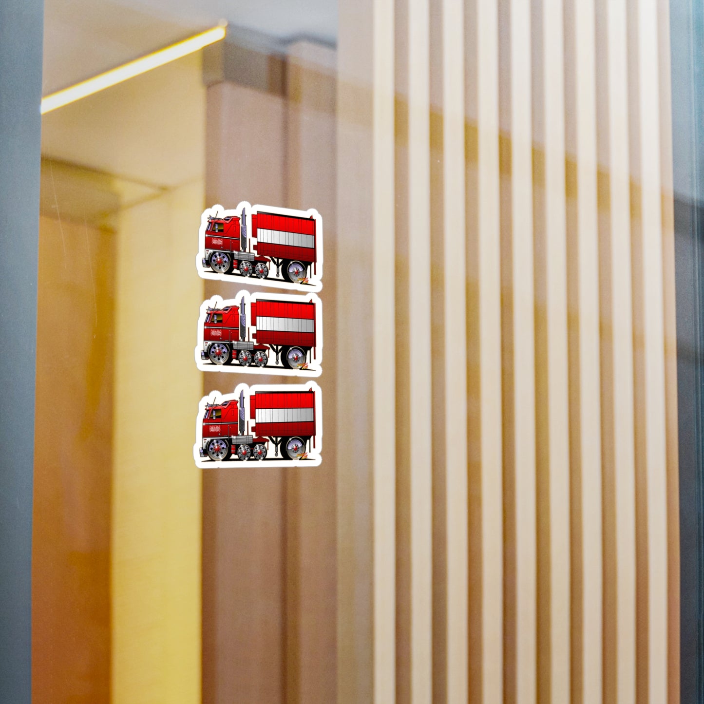 BJ AND THE BEAR Semi Truck Fireball Art Decal Sticker Set