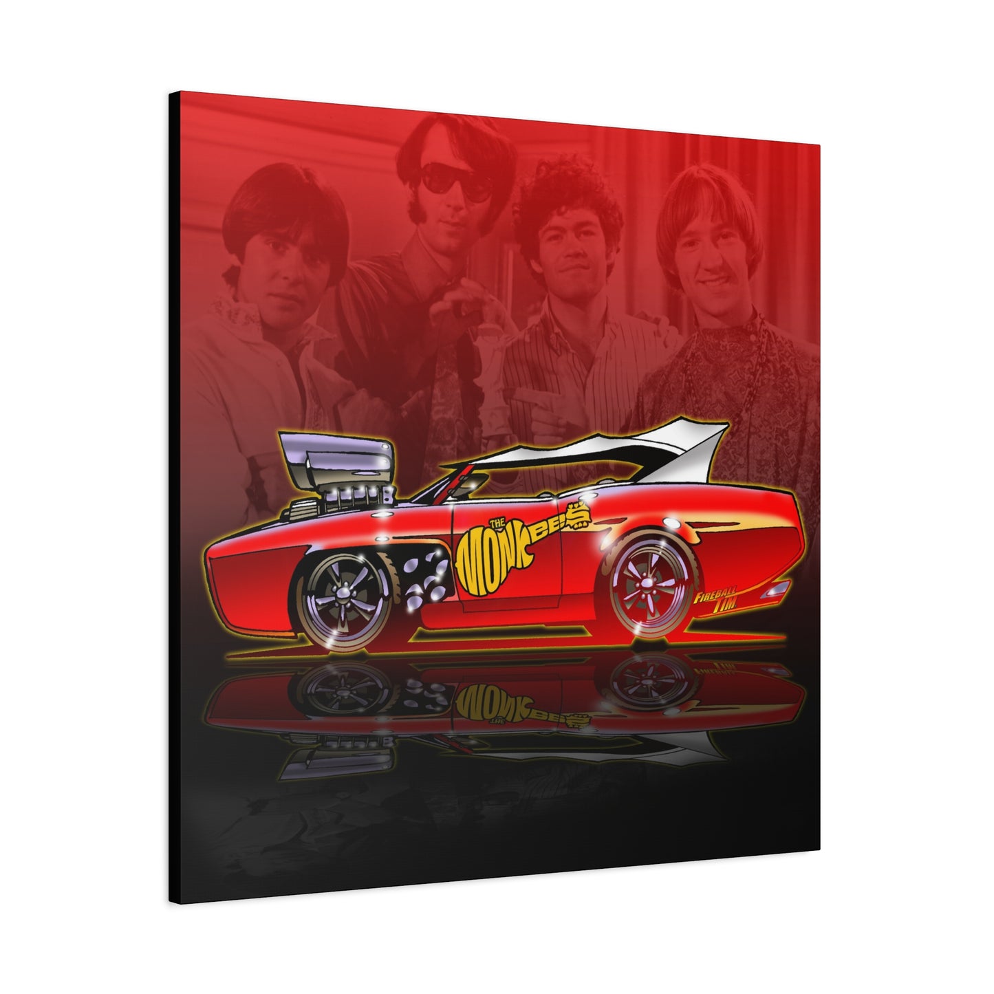 THE MONKEES Monkeemobile Fireball Canvas Art Wall Print