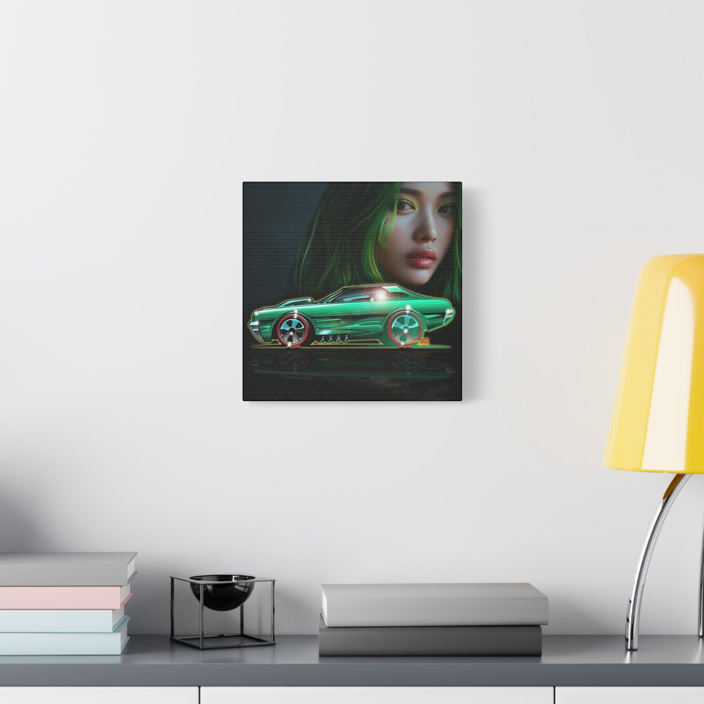 MERCURY COUGAR Muscle Car Fireball Canvas Art Wall Print - 12x12