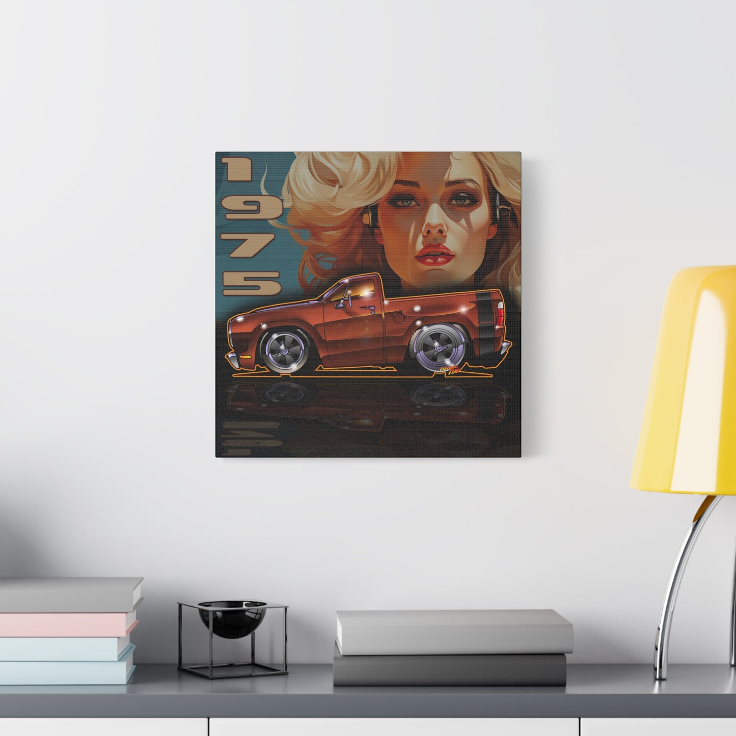 DODGE ADVENTURER SRT Pickup Truck 1975 Fireball Art Canvas Print