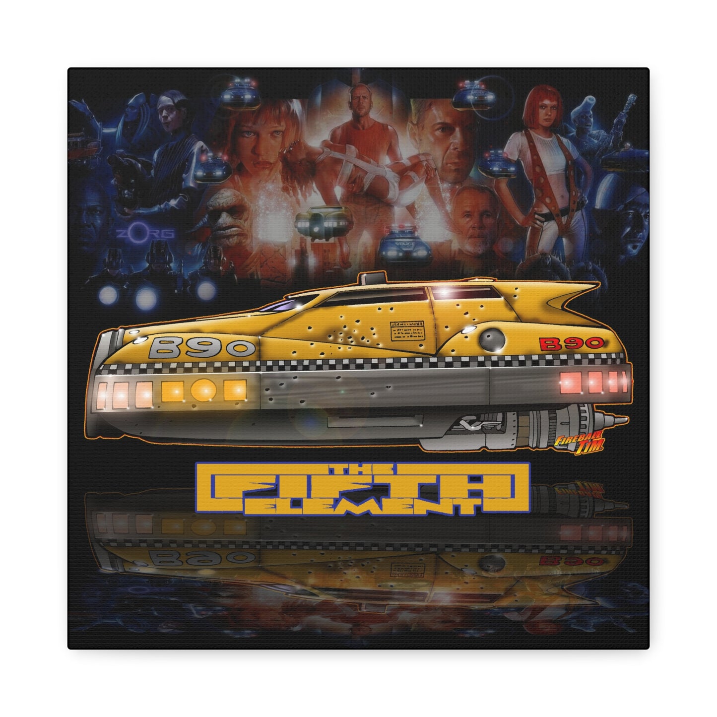 THE FIFTH ELEMENT Flying Taxi Movie Car Canvas Art Wall Print - 12x12