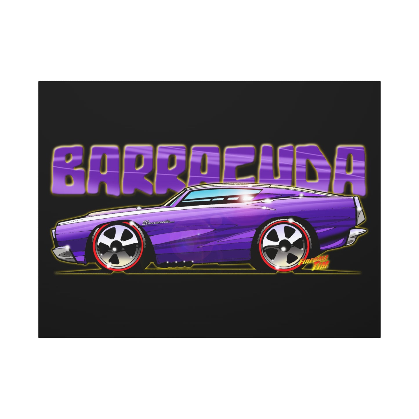 PLYMOUTH BARRACUDA Fireball Art Canvas Wall Print