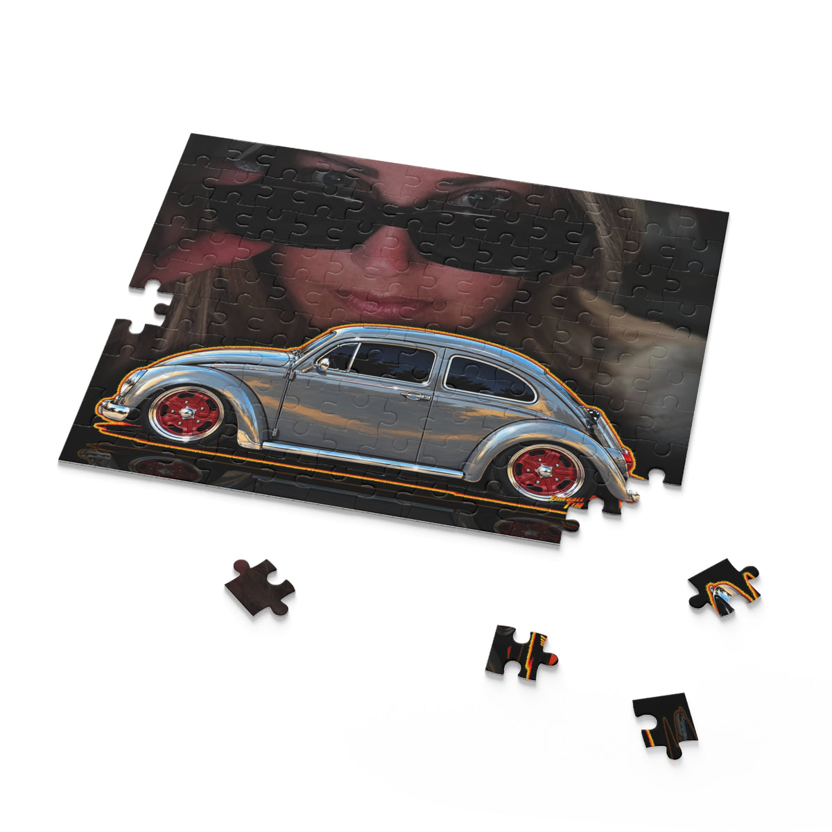 KUSTOM 1964 VW BUG Collectible Fireball Art Jigsaw Puzzle — Retro Custom Cars (120/252/500‑Piece)