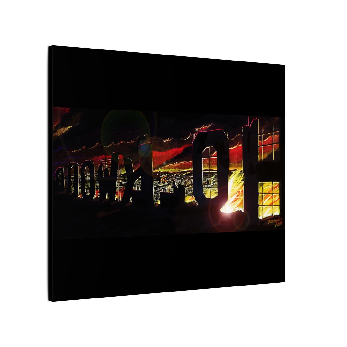 ESCAPE FROM LA Hollywood Sigh Fireball Concept Art Canvas Print