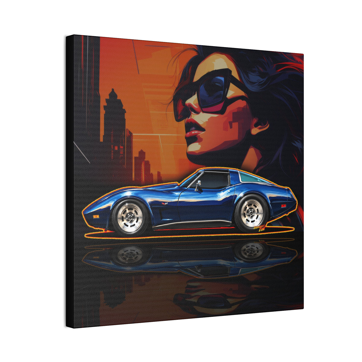 CHEVROLET CORVETTE 1978 Collectible Fireball Art Collectible Canvas Stretched Print