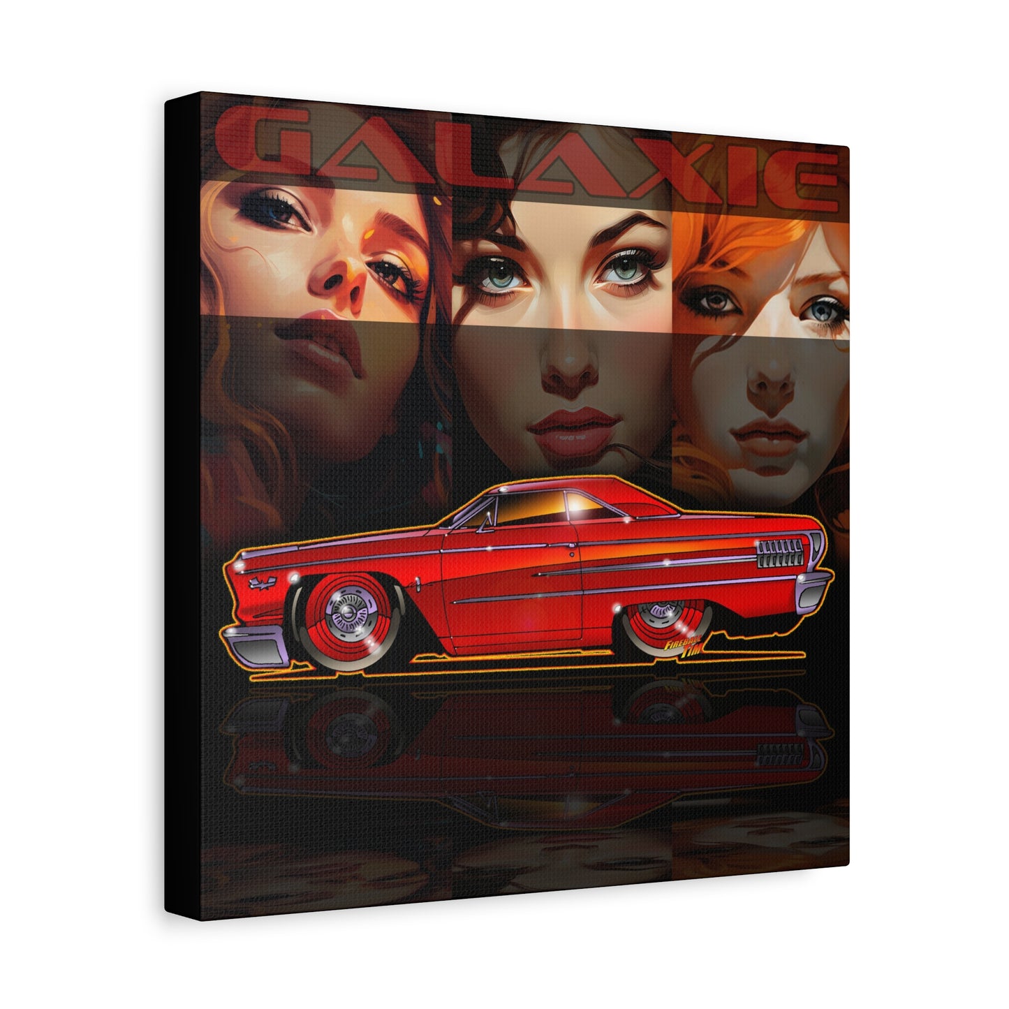 FORD GALAXIE 500 427R Code 1963 Collectible Fireball Art Canvas Print Square