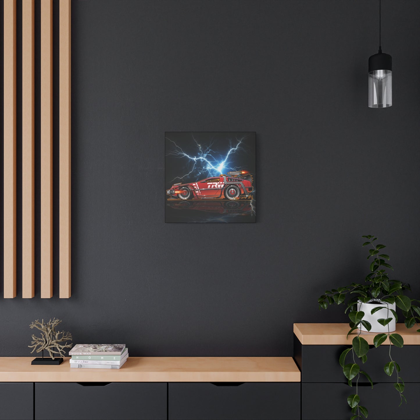 BACK TO THE FUTURE DELOREAN Red Steel Time Machine Canvas Art Wall Print 3 Sizes
