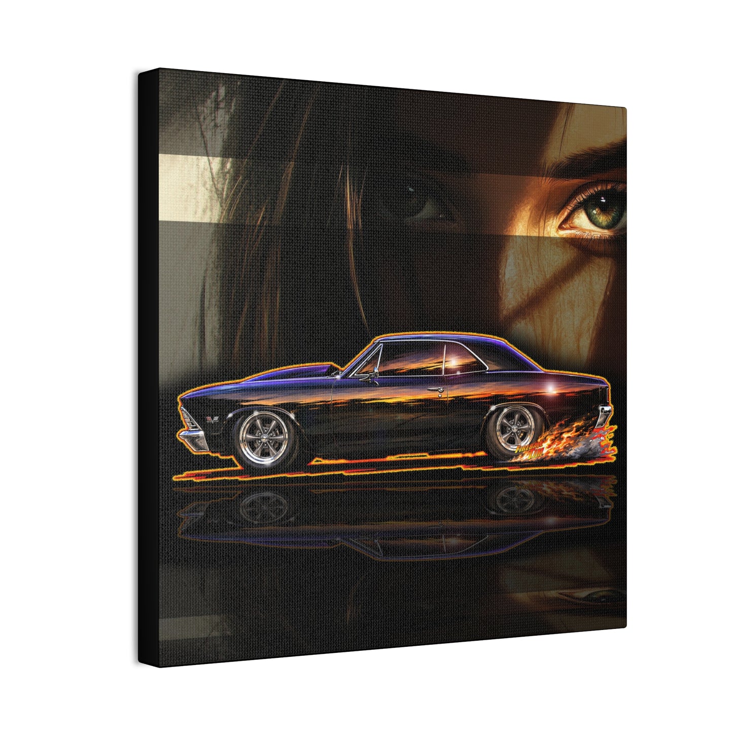 CHEVROLET CHEVY CHEVELLE 1966 Collectible Fireball Art Canvas Stretched Print