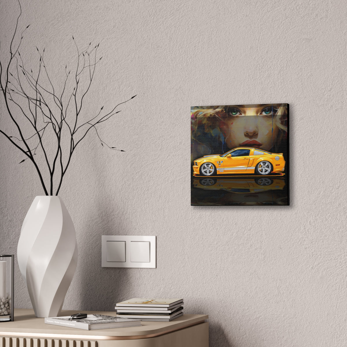 FORD MUSTANG SHELBY GT-C 2008 Collectible Fireball Art Canvas Stretched Print