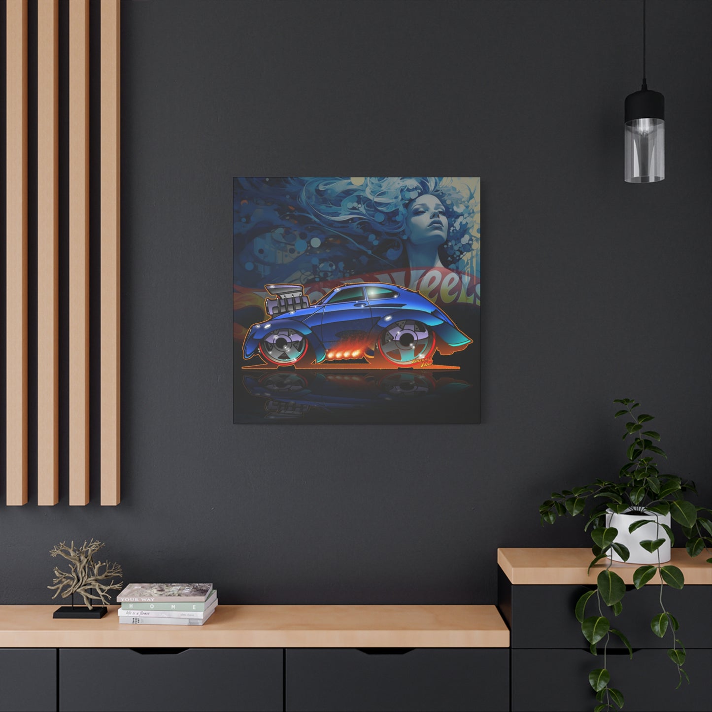 HOT WEEHLS Custom VW Bug Fireball Art Canvas Print