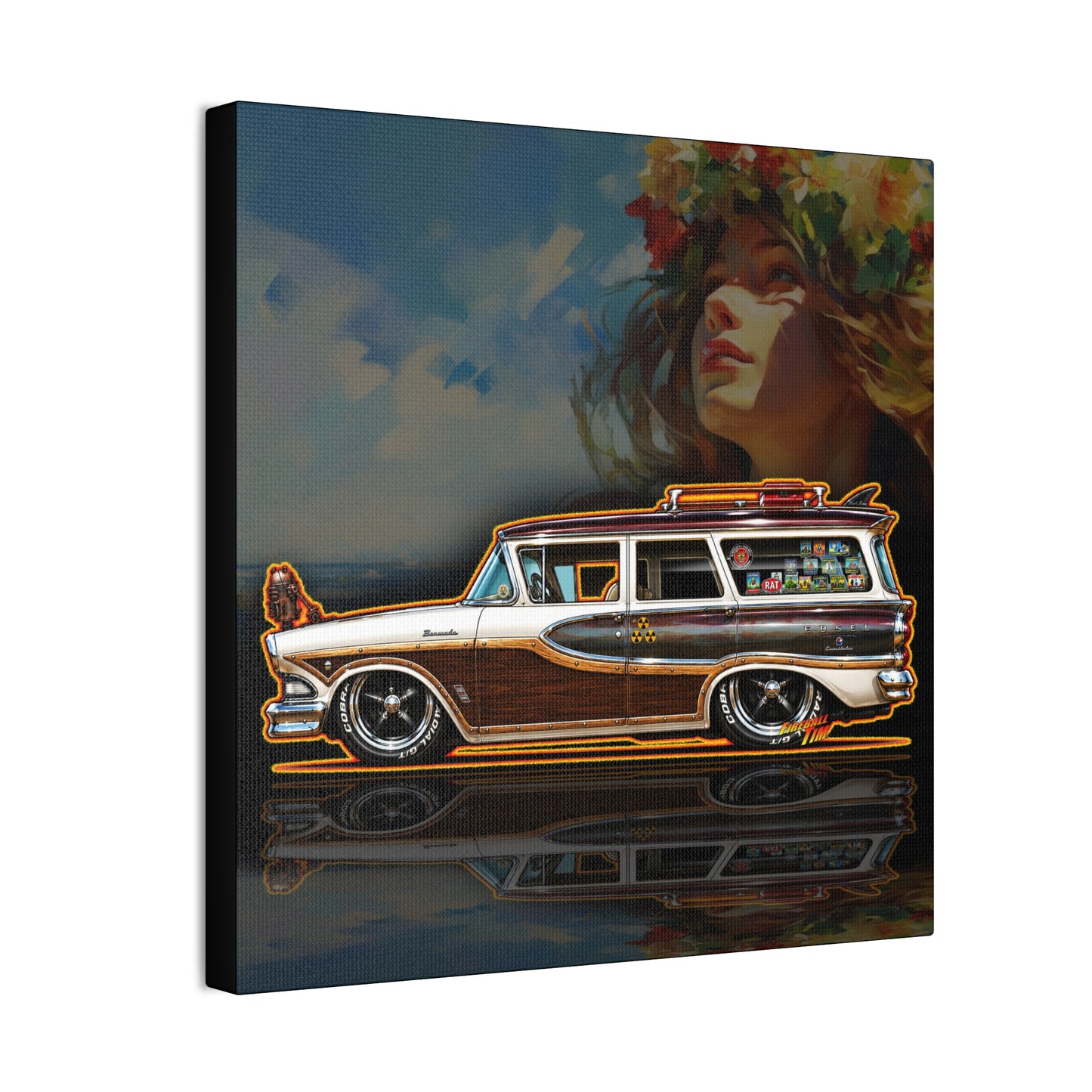 EDSEL BERMUDA 1958 Custom Station Wagon Collectible Art Canvas Stretched Print