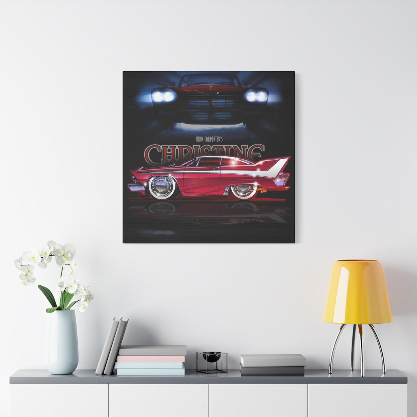 CHRISTINE 1958 Plymouth Fury Movie Car Fireball Art Canvas Print