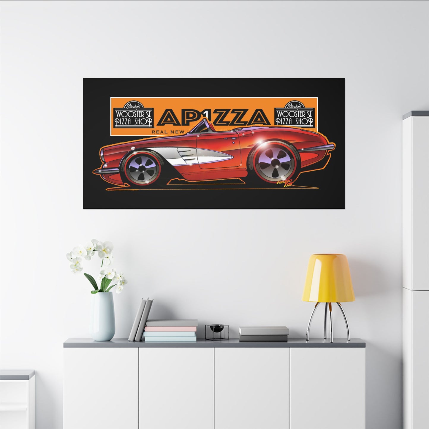 CORVETTE 1958 APIZZA 1 Fireball Art Canvas Print
