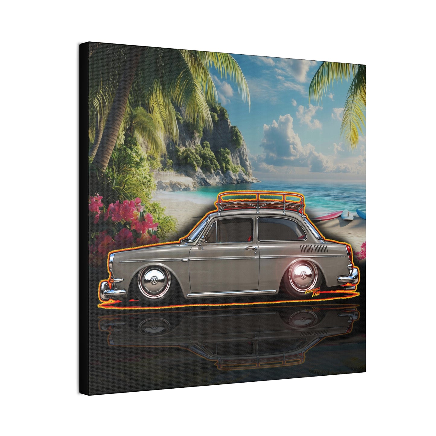 VOLKSWAGEN NOTCHBACK Collectible Fireball Art Canvas Stretched Print
