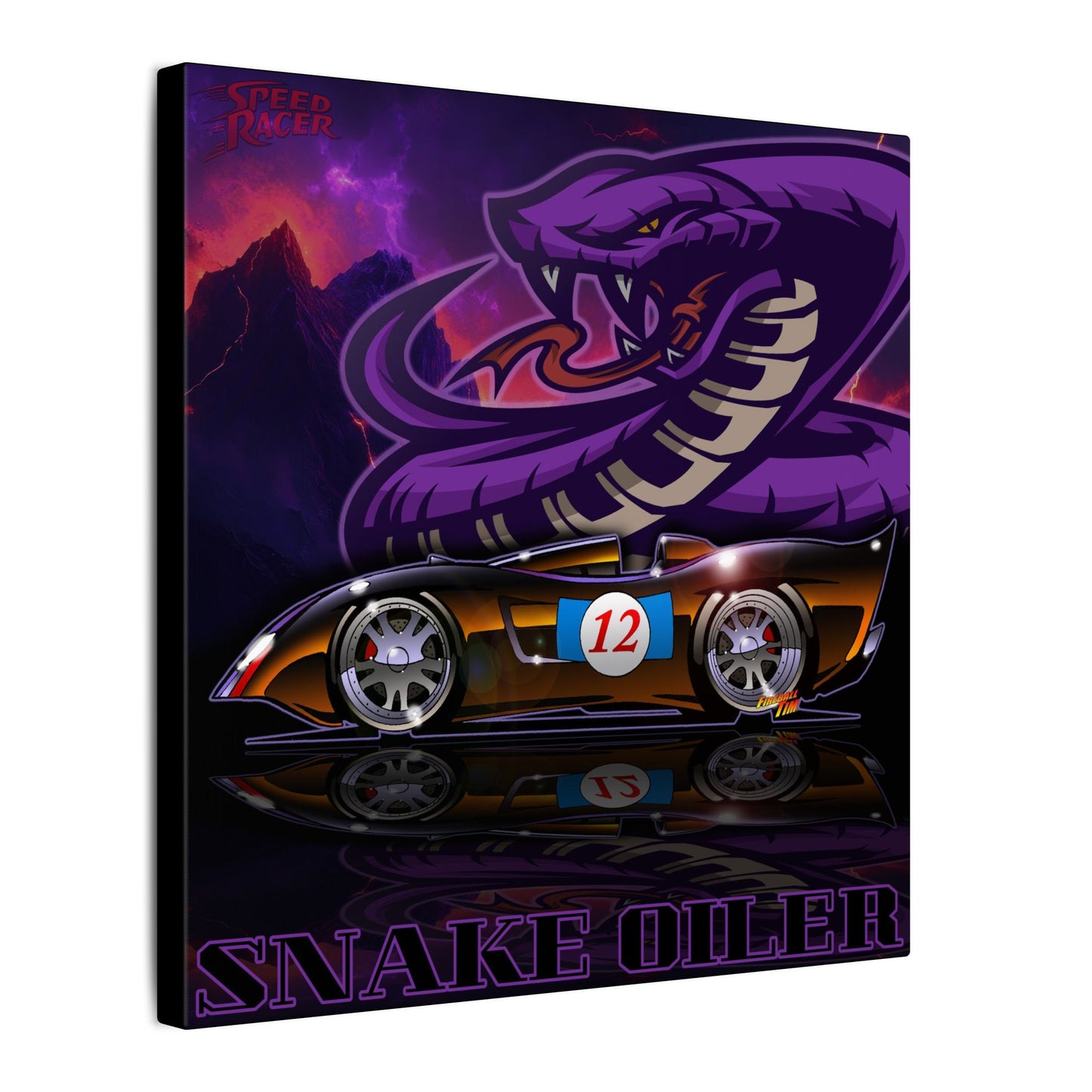 SPEED RACER SNAKE OILER TV Car Fireball Art Canvas Print - 12x12