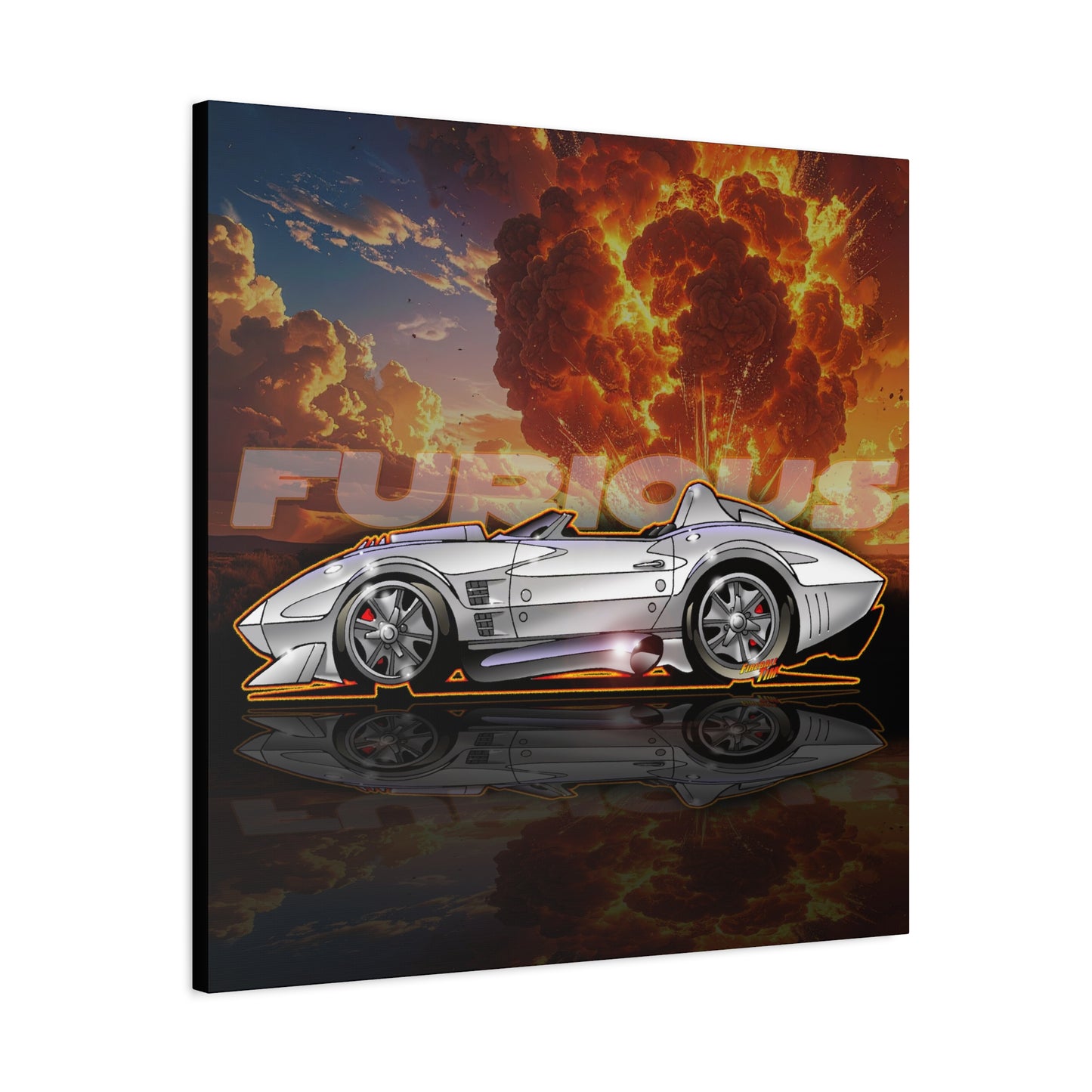FAST AND FURIOUS Grand Sport Stingray Corvette Fireball Art Canvas Print