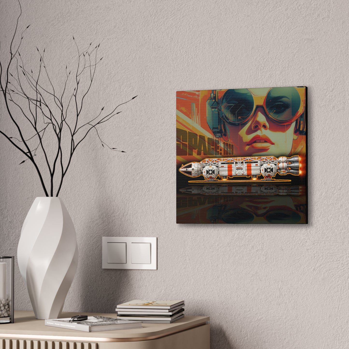 SPACE 1999 EAGLE RESCUE Spaceship Collectible Fireball Art Canvas Stretched Print