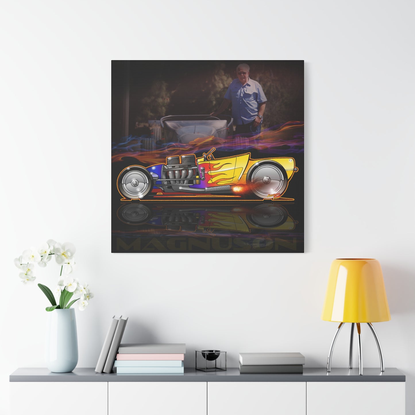 MAGNUSON Track Roadster Hot Rod Fireball Art Canvas Print