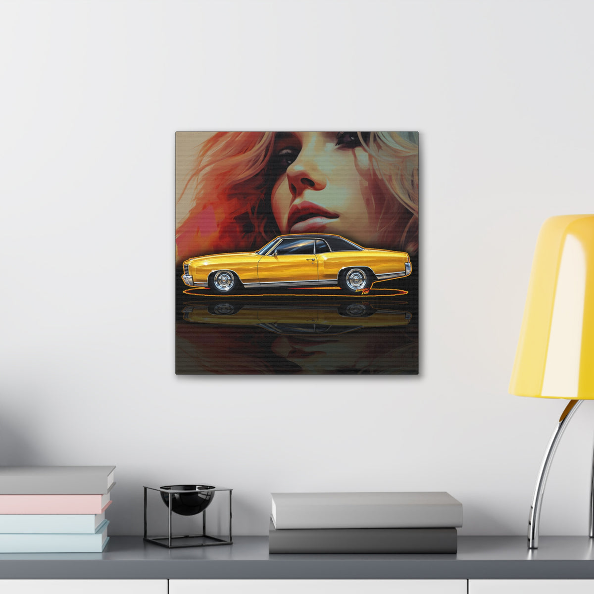 CHEVROLET MONTE CARLO 1972 Collectible Fireball Art Canvas Stretched Print