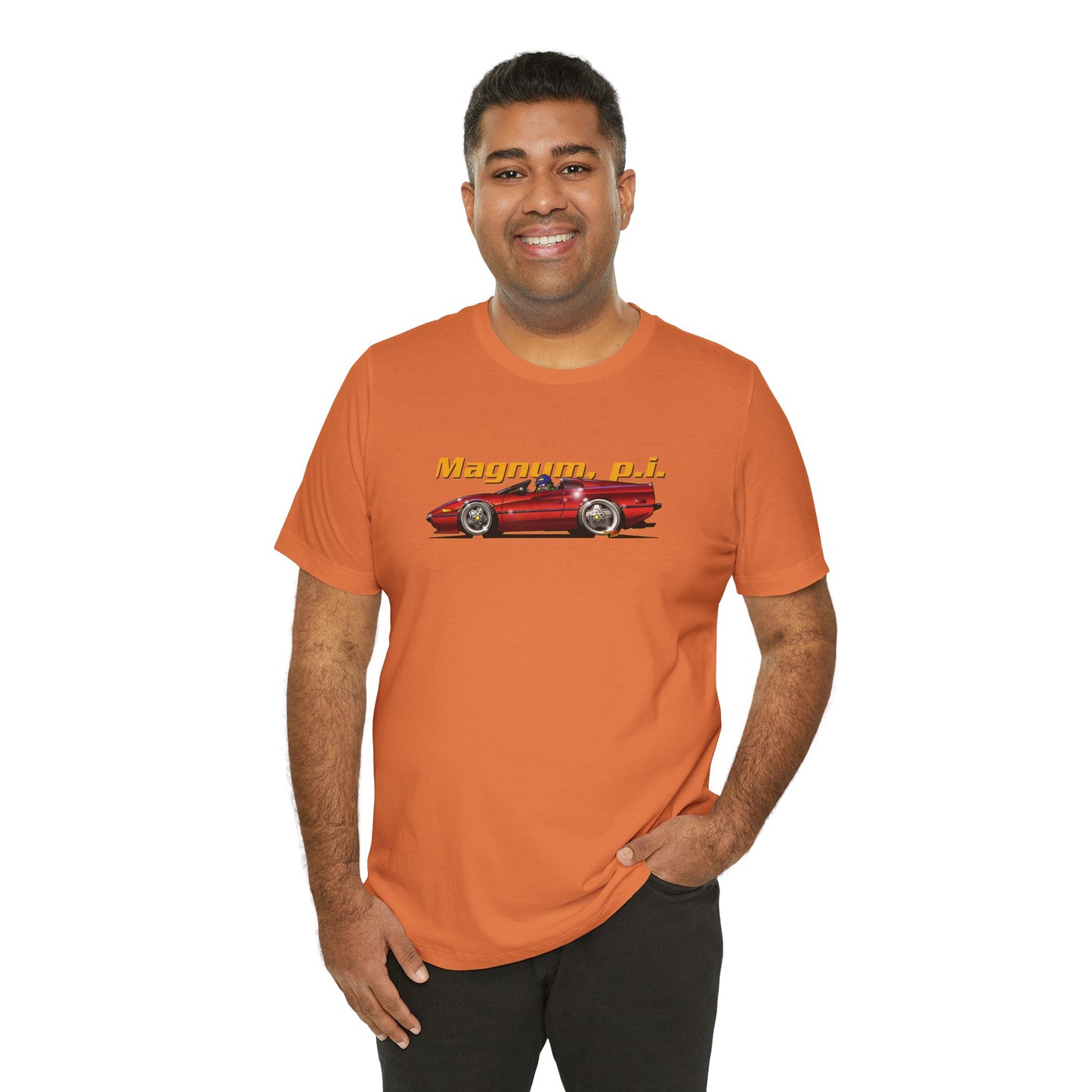 MAGNUM PI FERRARI 308 GTS Unisex Jersey Fireball Art Tee Shirt - Multiple Colors