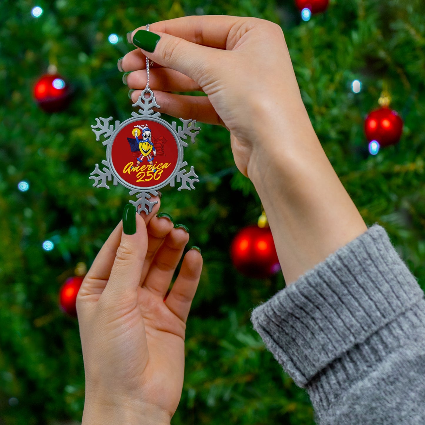 BUDDY CRUISE America 250 Pewter Snowflake Ornament — America 250 Commemorative Holiday Ornament
