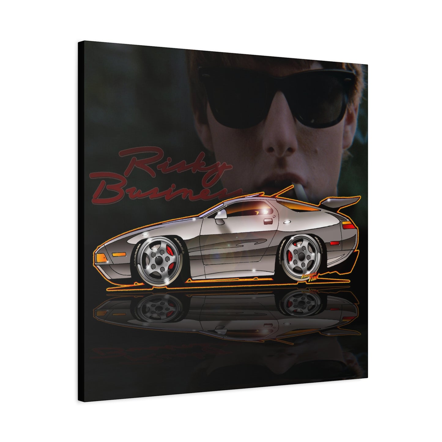 RISKY BUSINESS Porsche 928 Fireball Art Canvas Print - Sizes