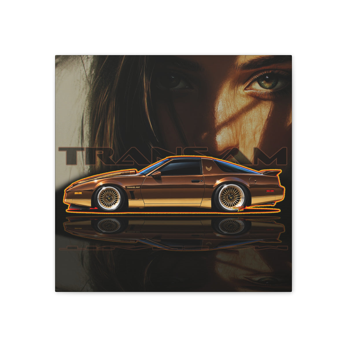 PONTIAC TRANS AM 1984 Collectible Fireball Art Canvas Stretched Print