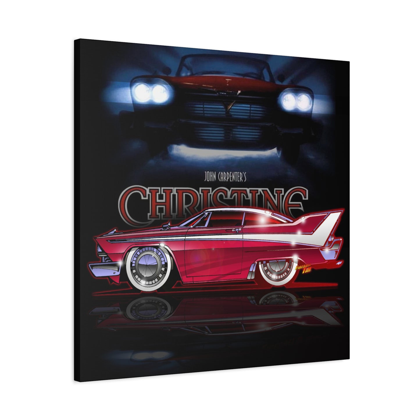CHRISTINE 1958 Plymouth Fury Movie Car Fireball Art Canvas Print