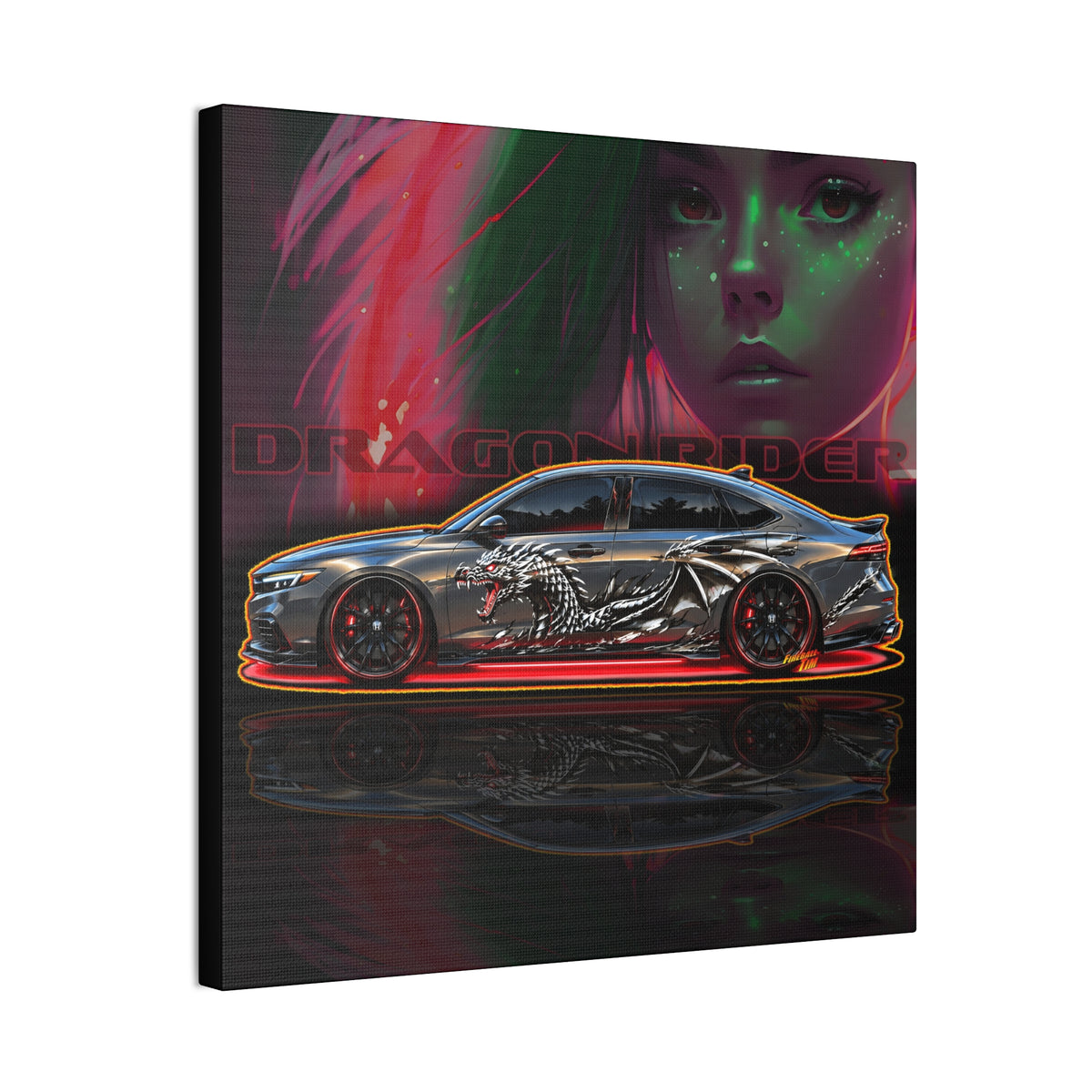 HONDA ACCORD 2025 Dragon Rider Collectible Fireball Art Canvas Stretched Print