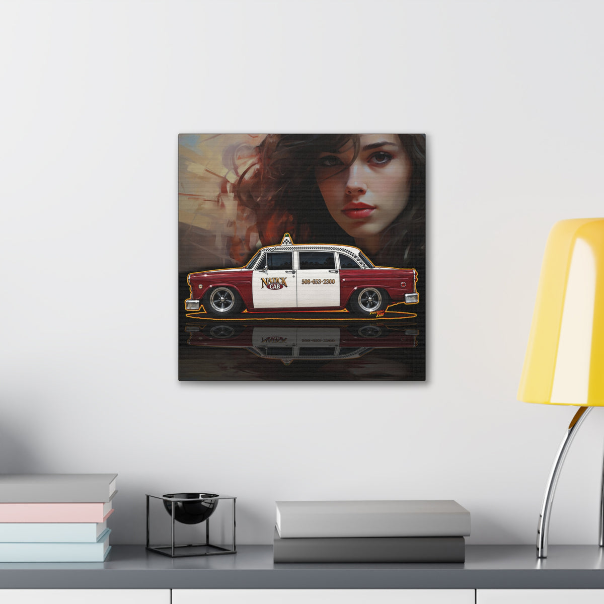 NATICK CHECKER CAB Collectible Fireball Art Canvas Stretched Print