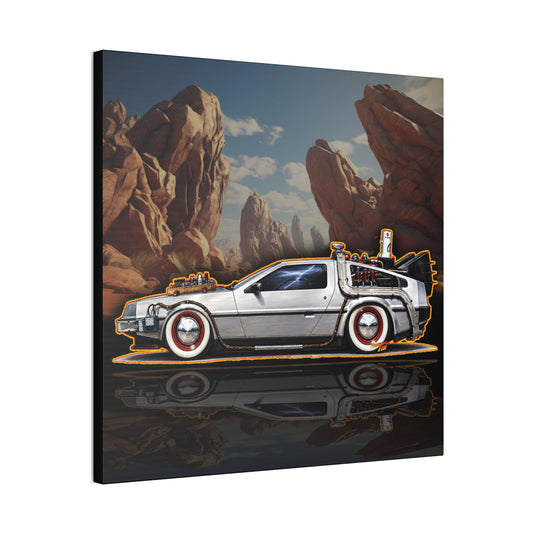 BACK to the FUTURE 3 1885 Delorean Time Machine Collectible Fireball Art Canvas Stretched Print