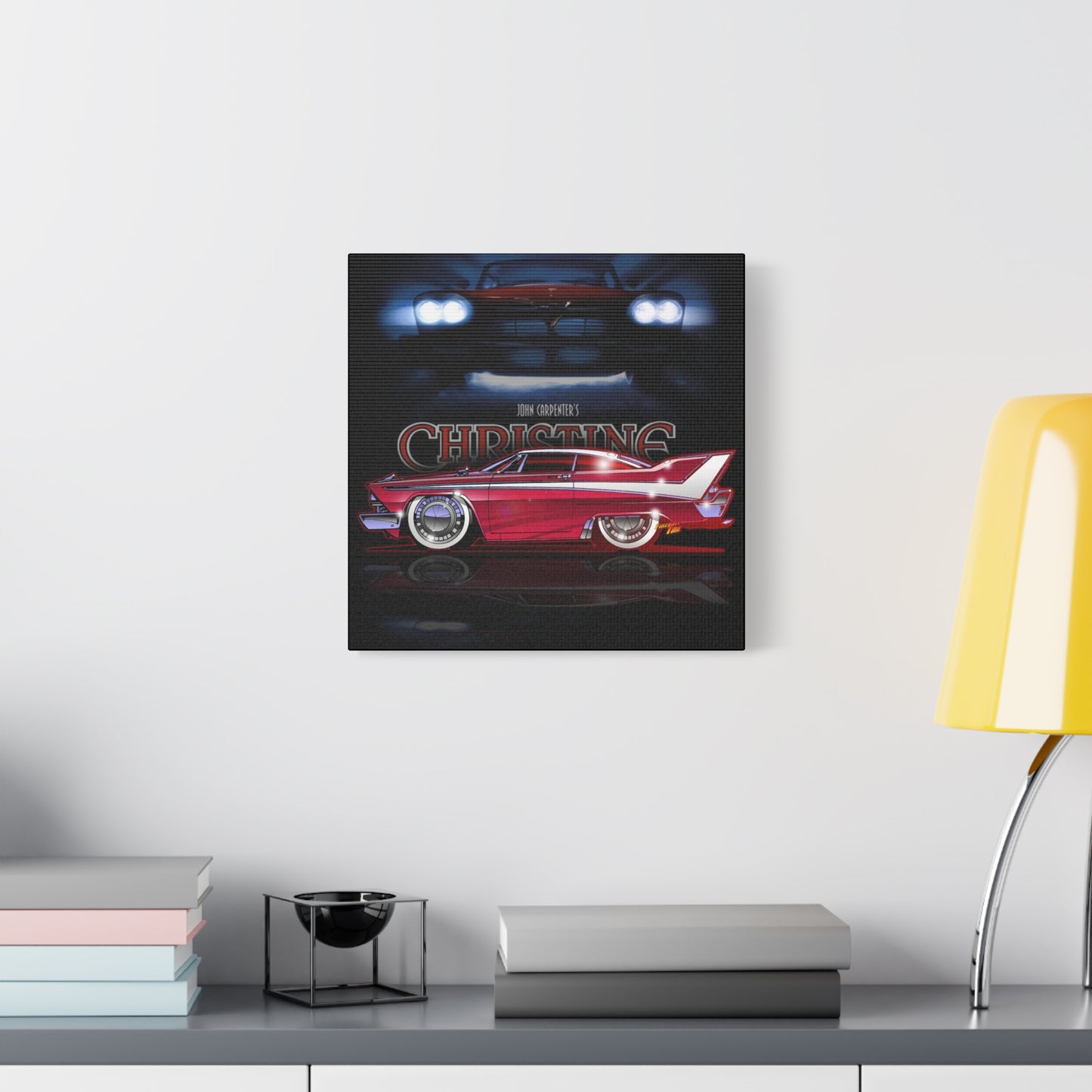 CHRISTINE 1958 Plymouth Fury Movie Car Fireball Art Canvas Print