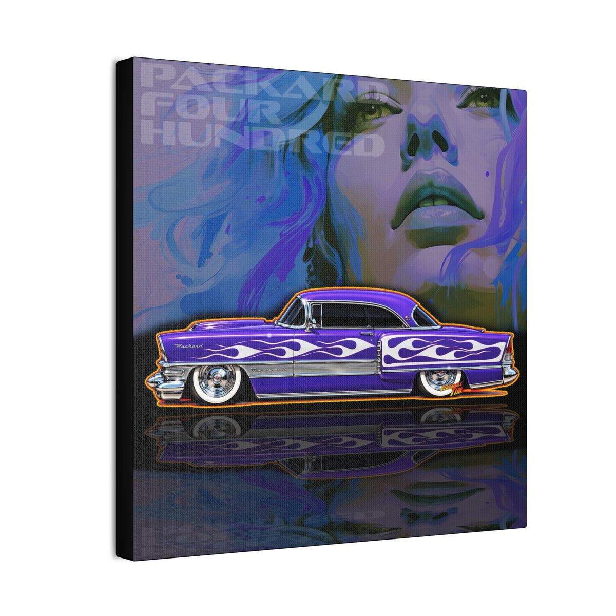 PACKARD 1955 Kustom Four Hundred Collectible Fireball Art Canvas Stretched Print