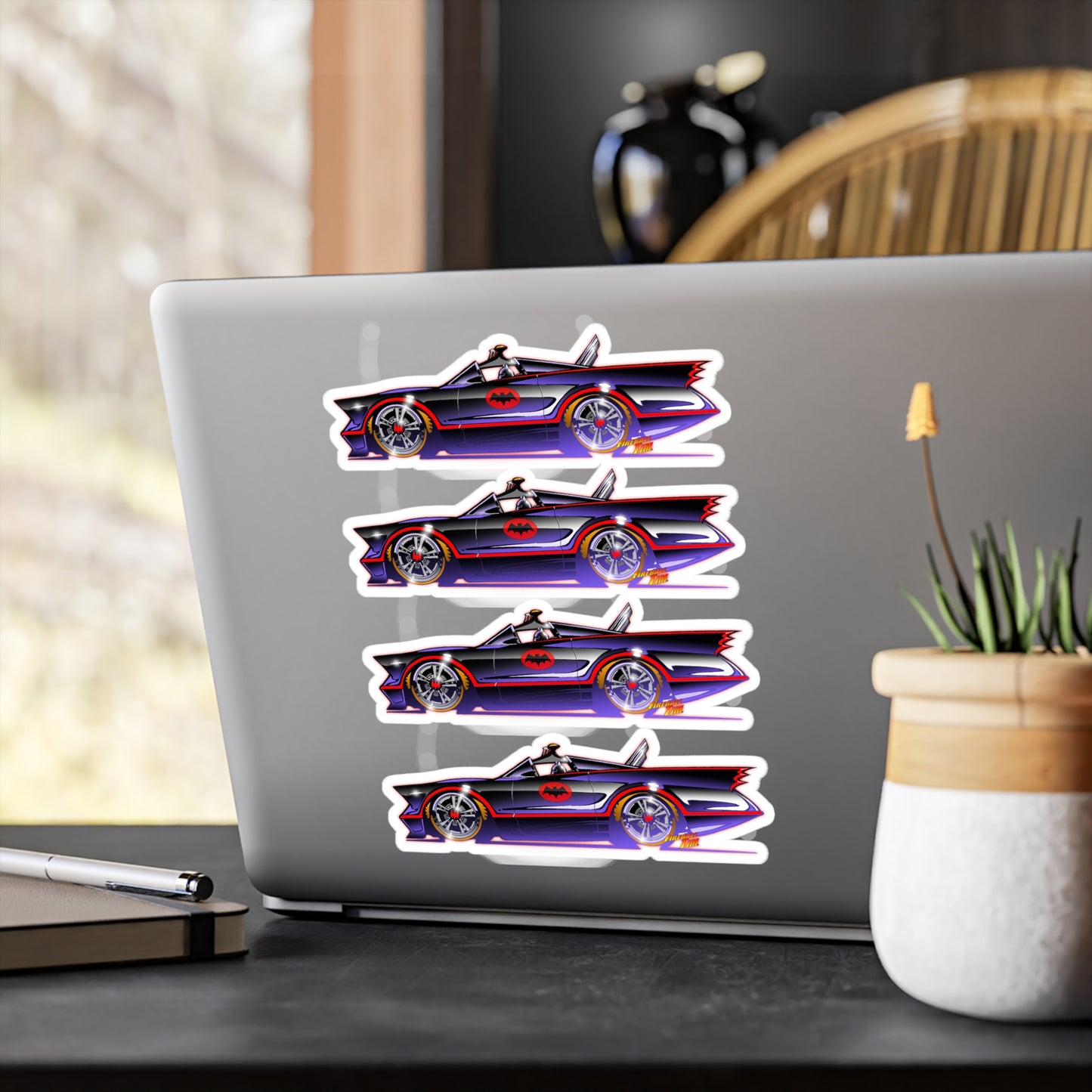BATMOBILE 1966 BATMAN Collectible Kiss-Cut Vinyl Decals Stickers - 4 Sizes