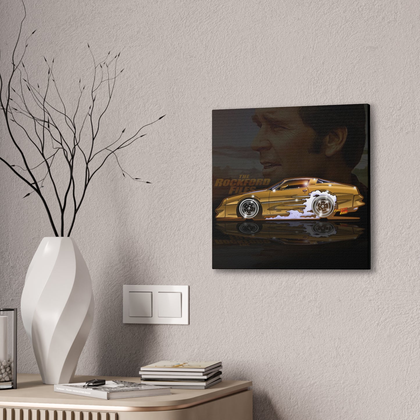 ROCKFORD FILES Pontiac Firebird Fireball Art Canvas Wall Print - 3 Sizes