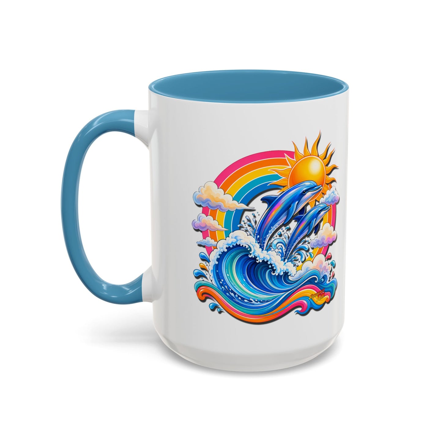 DOLPHIN SPLASH 1 Aquarium Series Fireball Art Coffee Mug - 2 Sizes