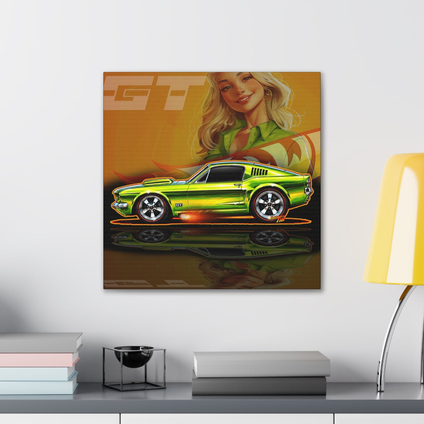 HOT WHEELS Sweet 16 MUSTANG GT Collectible Fireball Art Canvas Stretched Print
