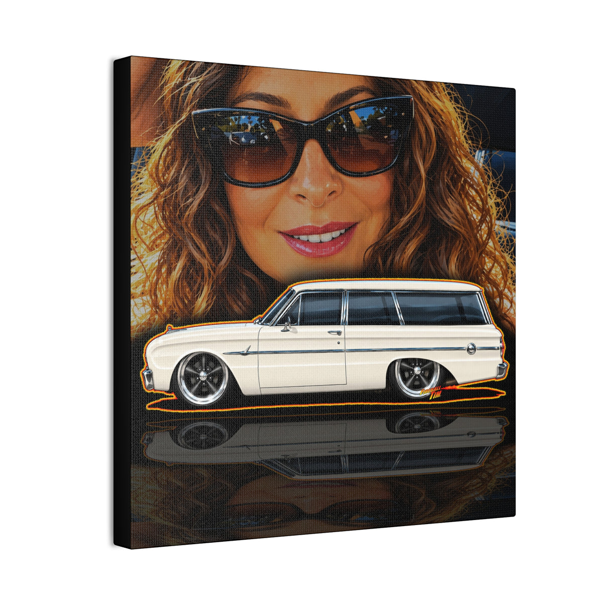 FORD FALCON WAGON Collectible Fireball Art Canvas Stretched Print