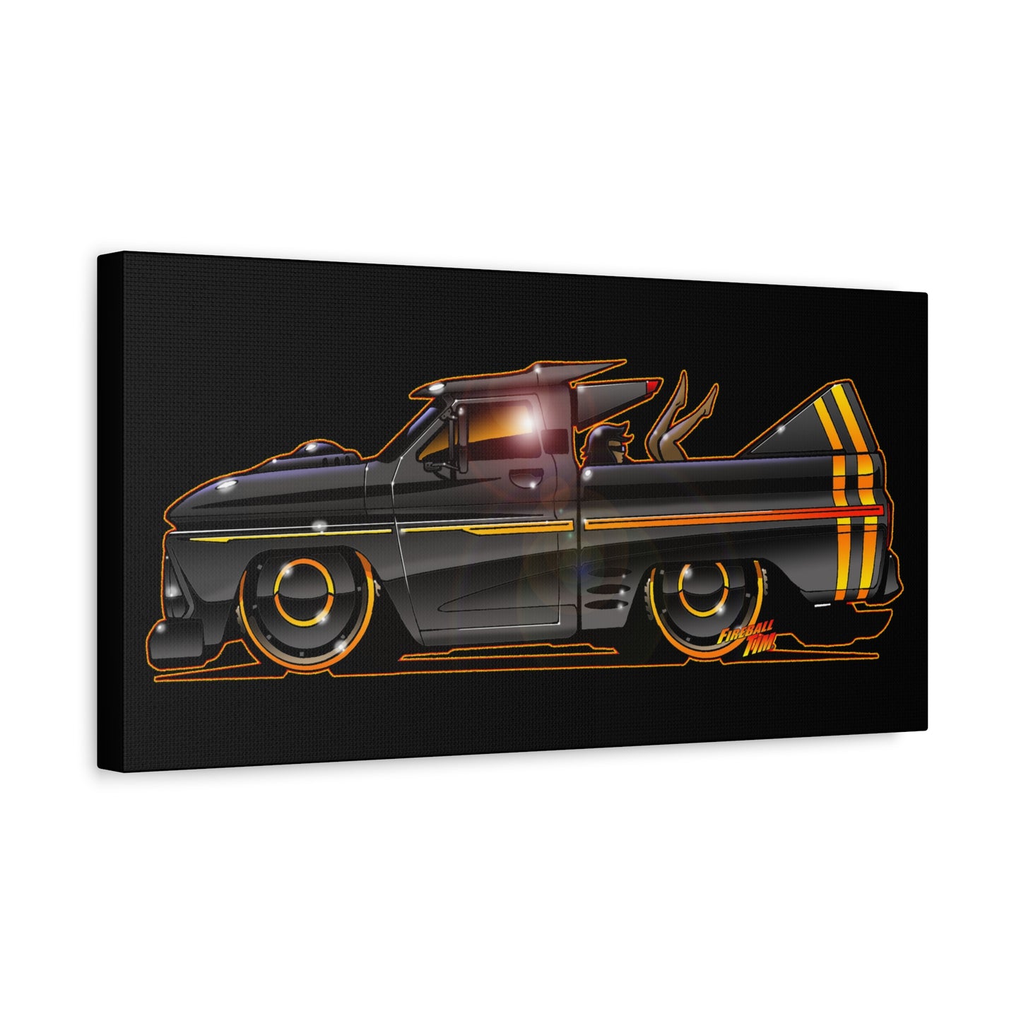 CHEVROLET C10 1960 Stinger Pickup Truck Fireball Art Canvas Print