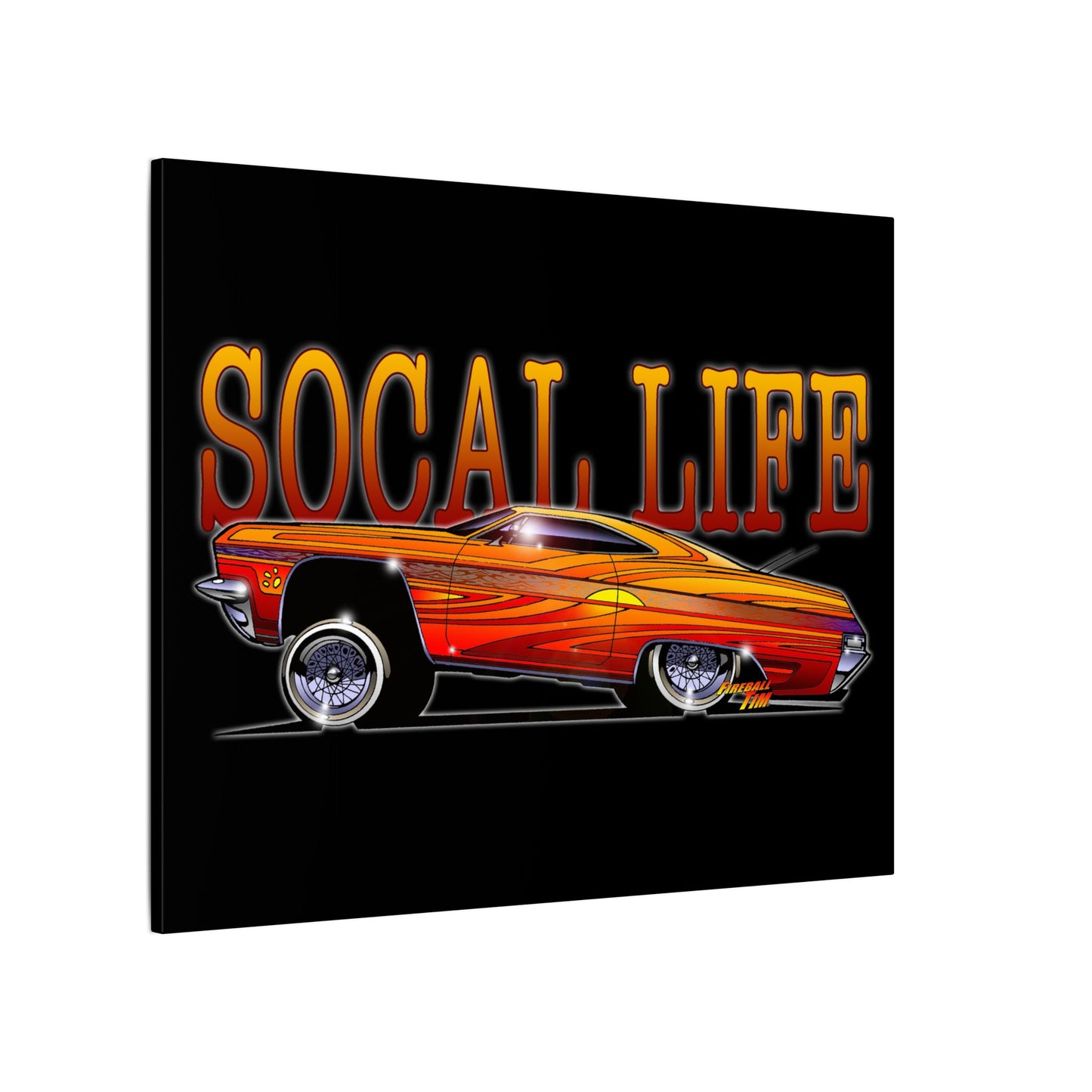 CHEVY IMPALA LOWRIDER Fireball Art Canvas Print